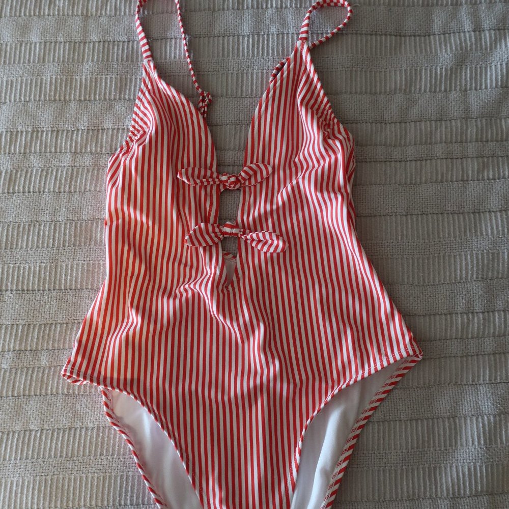 Xhilaration Red & White Stripe Swimsuit